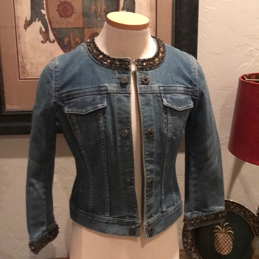 Gianni Bini short denim embellished jacket NWOT
